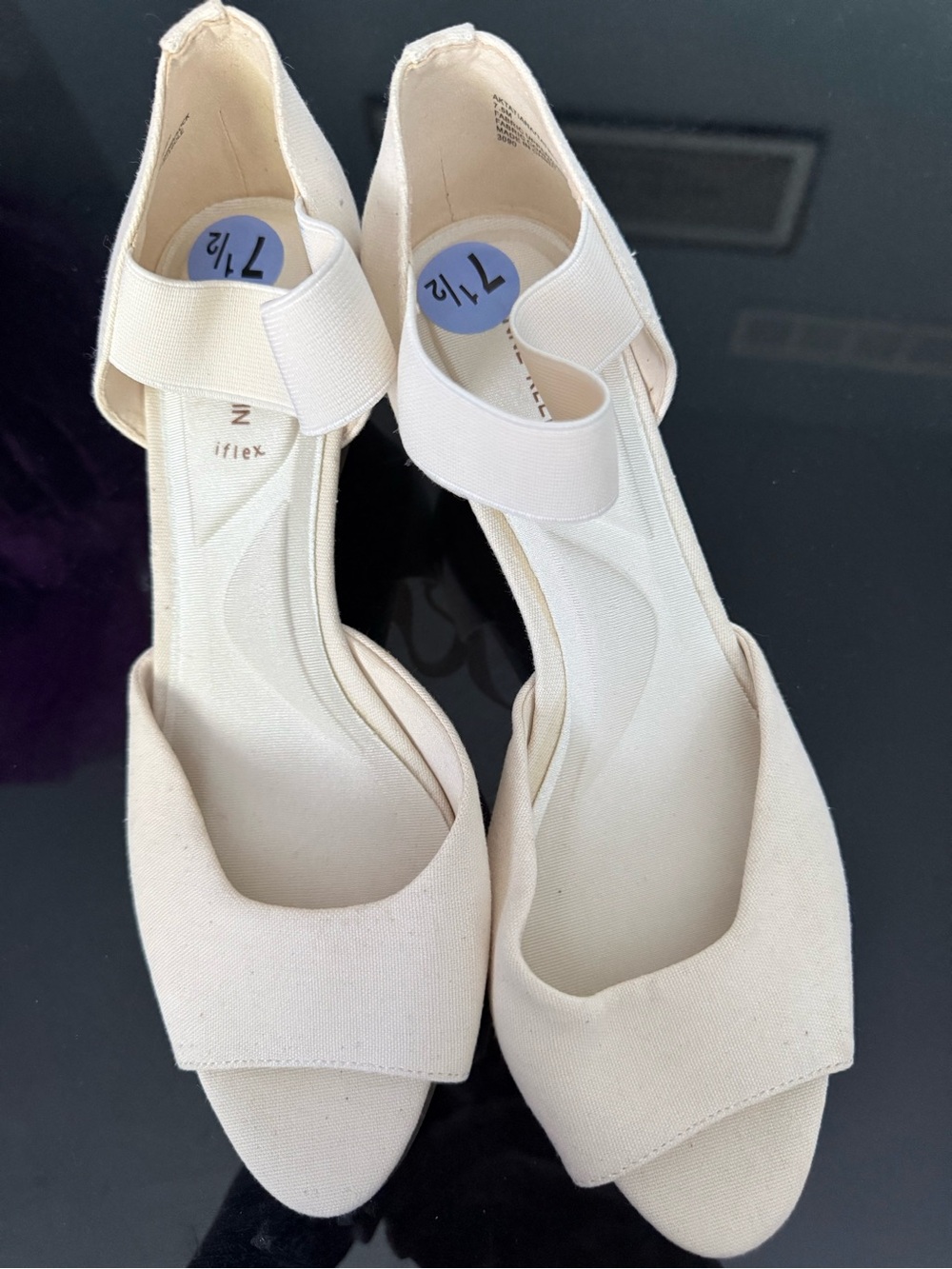 Anne Klein Cream Open-Toe Ankle-Strap Heels